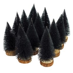 Dekor fenyőfa fekete 15cm 12db/cs