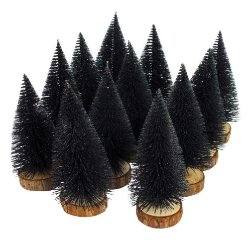 Dekor fenyőfa fekete 15cm 12db/cs