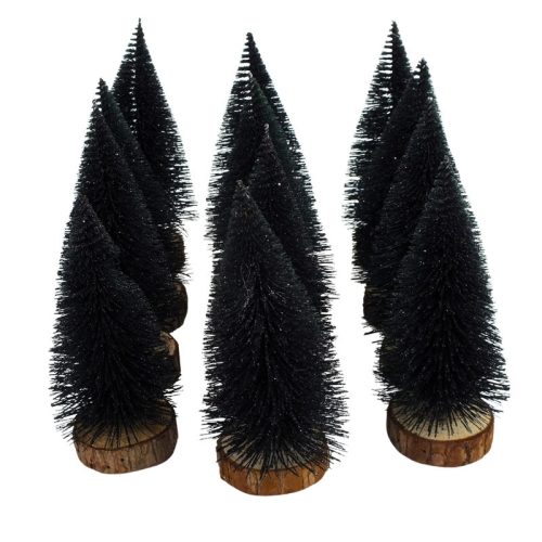 Dekor fenyőfa fekete 15cm 12db/cs