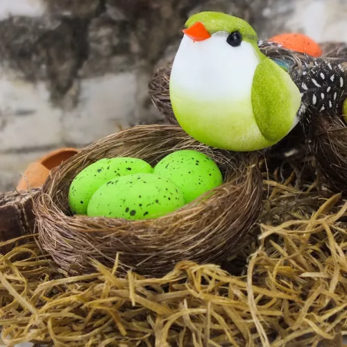 Tojások fészekben sárga-zöld-narancs