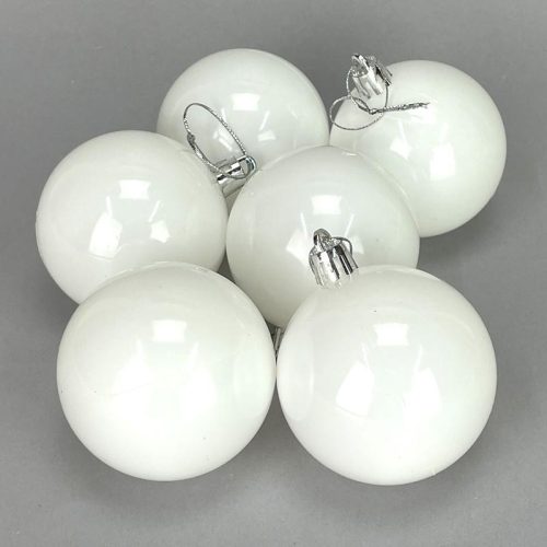 Fehér műanyag díszíthető gömb 6cm 6db/dob