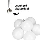Fehér műanyag díszíthető gömb 8cm 6db/dob