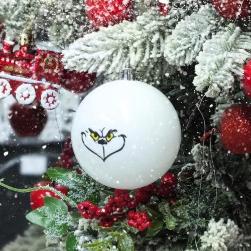 Fehér műanyag díszíthető gömb 8cm 6db/dob