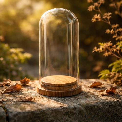 Üvegbúra fa talppal 6,5*15cm