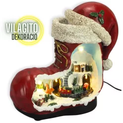   Karácsonyi csizma lak korcsolyázókkal világítós-zenélős 