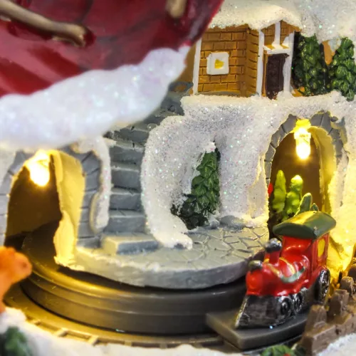 Karácsonyi csizma lak korcsolyázókkal világítós-zenélős 