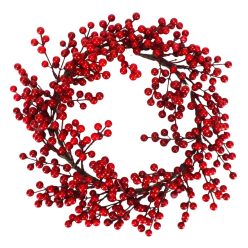 Piros bogyós koszorú 35cm