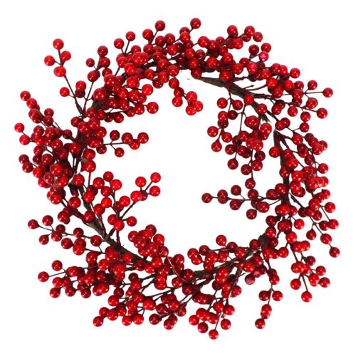 Piros bogyós koszorú 35cm