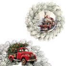 Zúzmarás koszorú fenyő 30cm