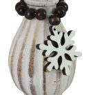 Vintage fehér gyertyatartó fából 10,5x16,5cm