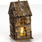Házikó fából ledvilágítással vintagebarna