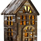 Házikó fából ledvilágítással vintagebarna