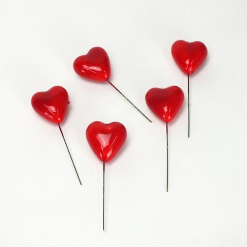 Szív pick piros  3,5x4cm 5db/cs.