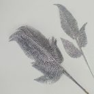 Csillámos toll levél ezüst  10db/csomag 