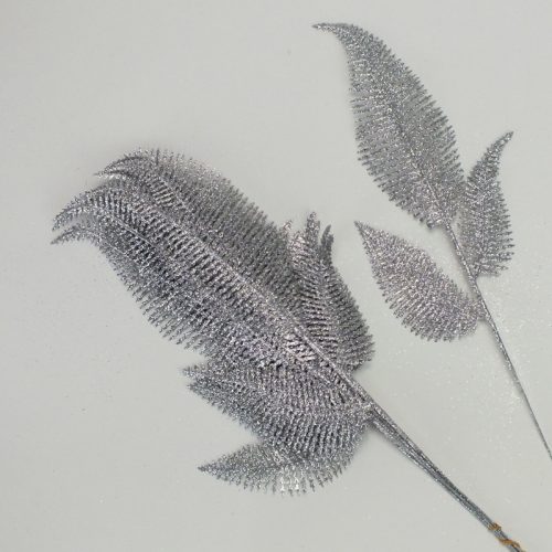 Csillámos toll levél ezüst  10db/csomag 