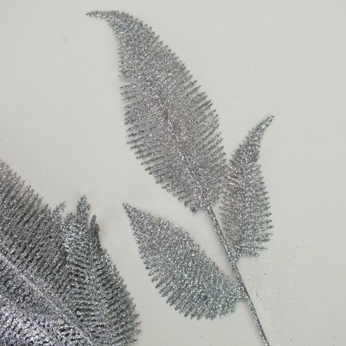 Csillámos toll levél ezüst  10db/csomag 