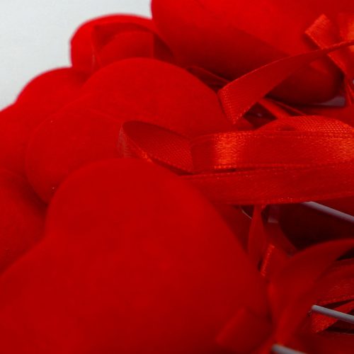 Beszúrós bársony szív 4,5cm 12db/csomag