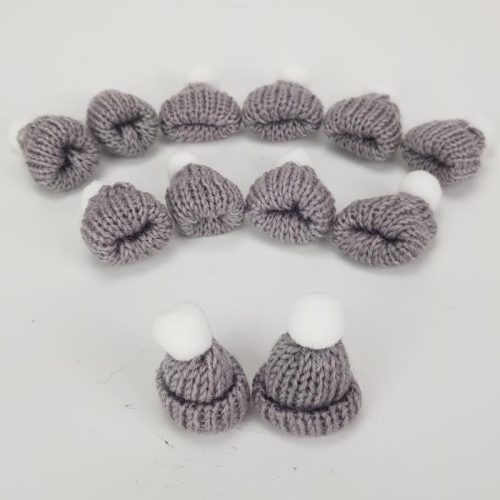 Mini kötött sapka szürke 12db/cs