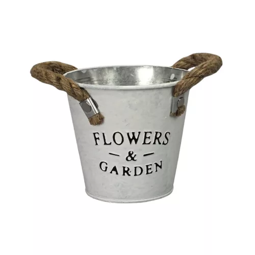 Fehér bádog kaspó 11x10cm