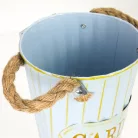 Bordázott bádog váza kék 15x25cm