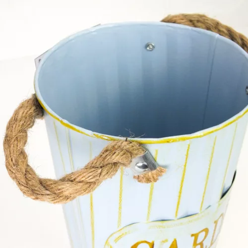 Bordázott bádog váza kék 15x25cm