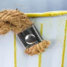 Bordázott bádog váza kék 15x25cm