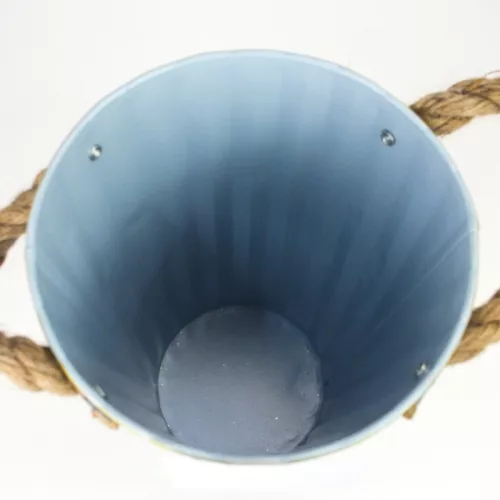 Bordázott bádog váza kék 15x25cm