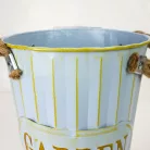 Bordázott bádog váza kék 15x25cm