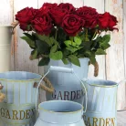 Bordázott bádog váza kék 15x25cm