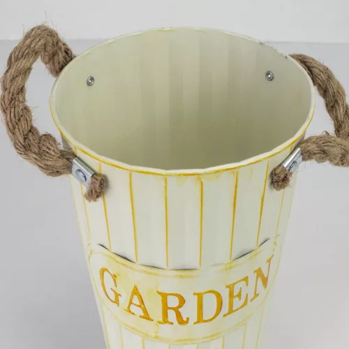 Bordázott bádog váza krém 15x25cm