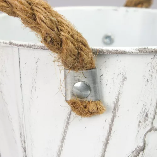 Bordázott bádog kaspó 13x12cm - fehér