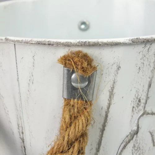 Bordázott bádog kaspó 13x12cm - fehér