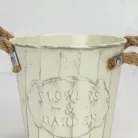 Bordázott bádog kaspó 13x12cm - krém