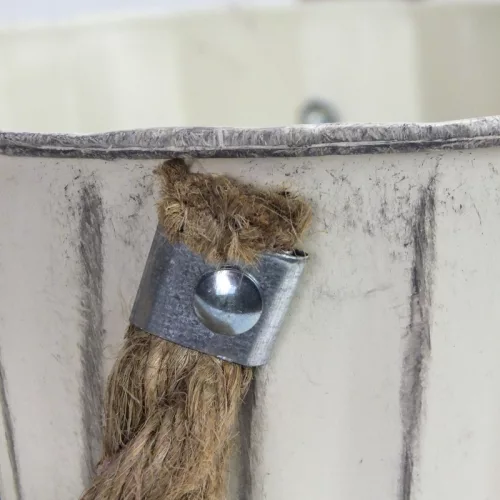 Bordázott bádog kaspó 13x12cm - krém