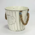 Bordázott bádog kaspó 13x12cm - krém