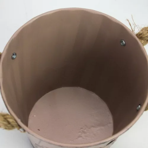 Bordázott bádog kaspó 13x12cm - púder