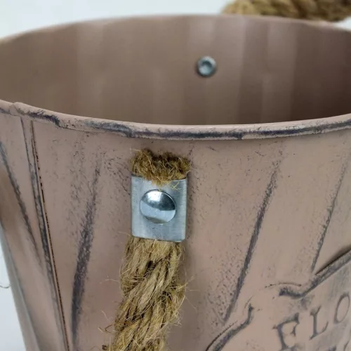 Bordázott bádog kaspó 13x12cm - púder