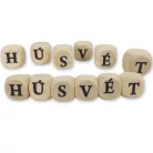  Nyomtatott fa dobókocka natúr - HÚSVÉT felirattal 2szett/csomag