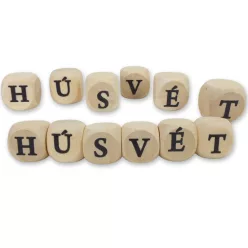    Nyomtatott fa dobókocka natúr - HÚSVÉT felirattal 2szett/csomag