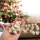  Nyomtatott fa  dobókocka natúr - KARÁCSONY felirattal 2szett/csomag