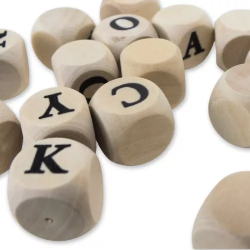  Nyomtatott fa  dobókocka natúr - KARÁCSONY felirattal 2szett/csomag