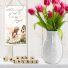   Nyomtatott fa  dobókocka natúr - TAVASZ felirattal 2szett/csomag