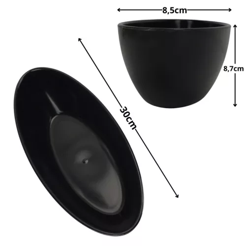 Fekete dekor tál 30x8,5cm