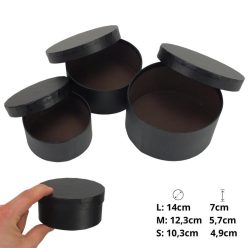 Papírdoboz kerek fekete 3db/szett