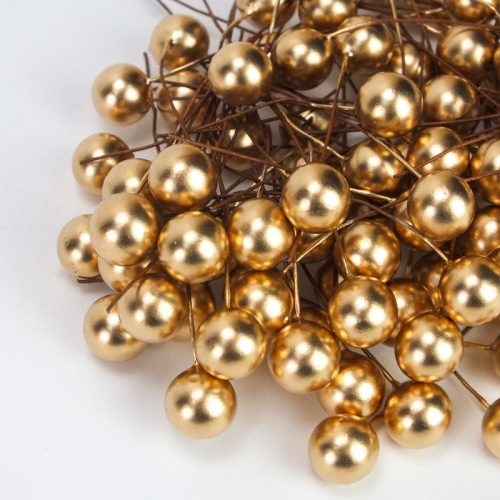  Beszúrós bogyó arany 1cm 100/cs