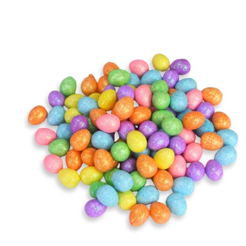 Csillámos polisztirol tojás vegyes színek 1,5*1,8cm 100db/cs