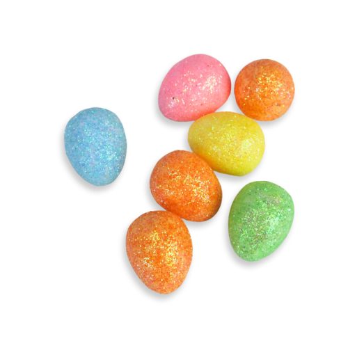 Csillámos polisztirol tojás vegyes színek 1,5*1,8cm 100db/cs