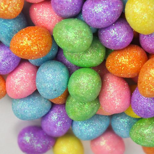 Csillámos polisztirol tojás vegyes színek 1,5*1,8cm 100db/cs