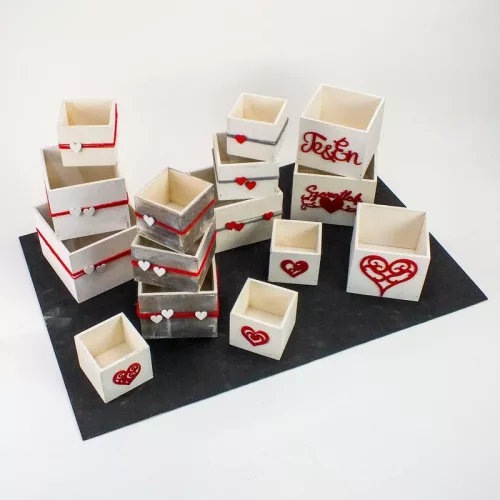 Dekoláda fehér kocka Te & Én felirattal 13x13cm