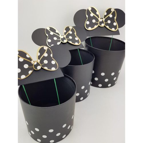 Pöttyös doboz beszúrós masnis fülekkel - fekete 3db/szett